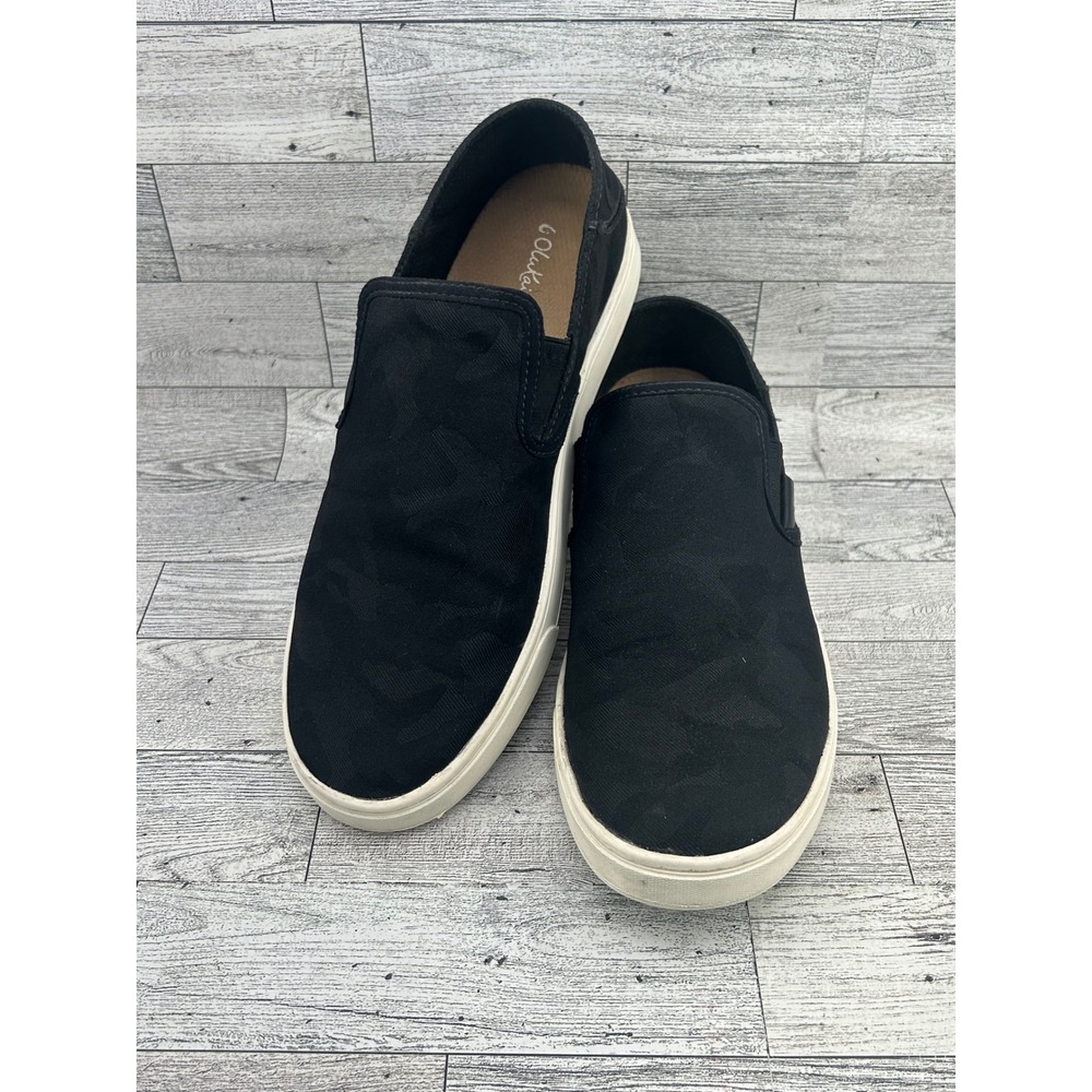 Olukai Pehuea Pa‎ I Women's Black Camo Slip On Sneakers Shoes US W9.5 EUR 39.5